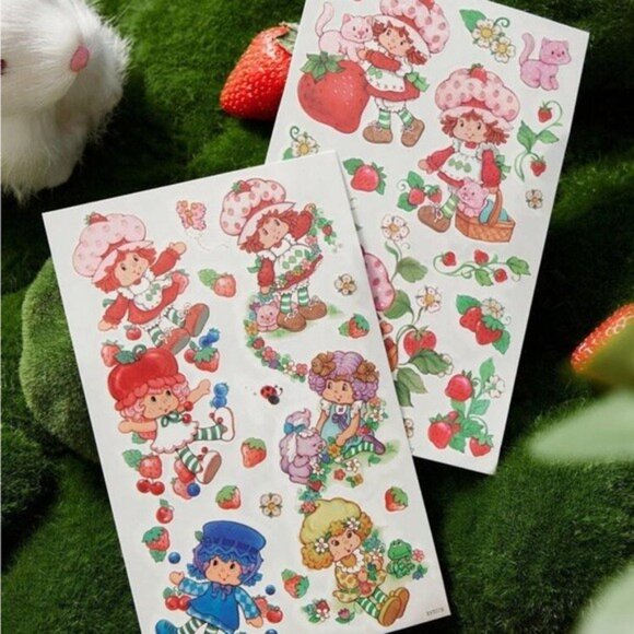 Strawberry Shortcake Temporary Tattoos 2 Sheet Set of Cute Classic Cartoon - Picture 2 of 9